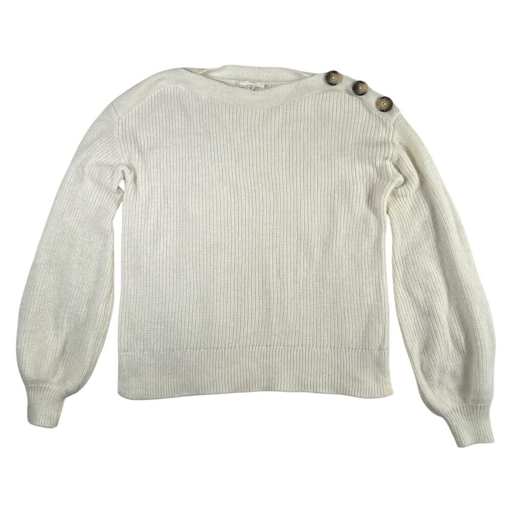 A Loves A Sweater Rabbit Hair Nylon Women's Sz Small Boatneck Bishop Ivory White